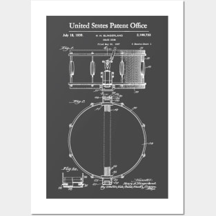 Snare Drum Patent White Posters and Art